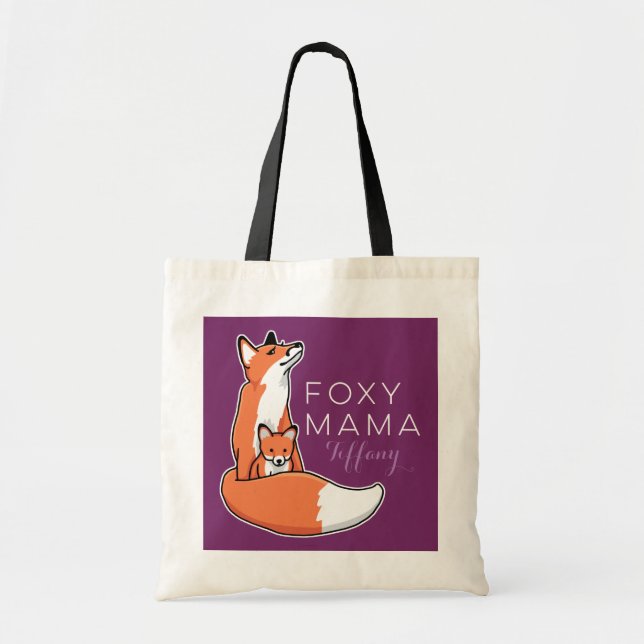 Bolsa Tote Foxy Mama Red Fox com Pup, Personalizada (Frente)