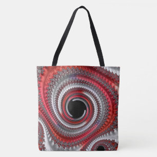 Bolsa Tote Fractal Espiral Gradiente Vermelho abstrato