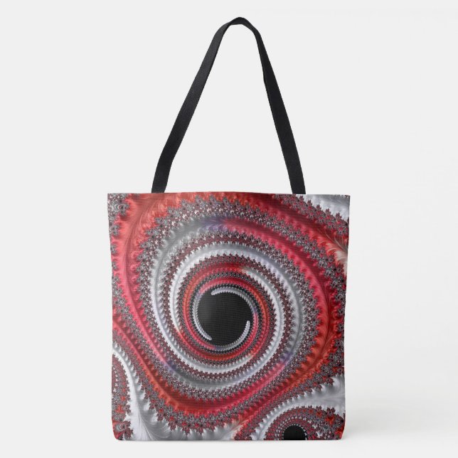 Bolsa Tote Fractal Espiral Gradiente Vermelho abstrato (Frente)