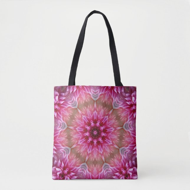 Bolsa Tote Fractal Mandala Floral Psicodélico (Frente)