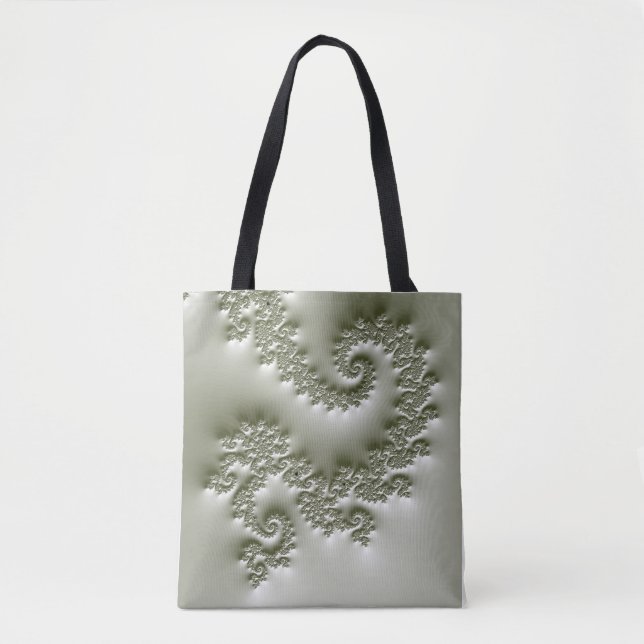 Bolsa Tote Fractal verde pálido (Frente)