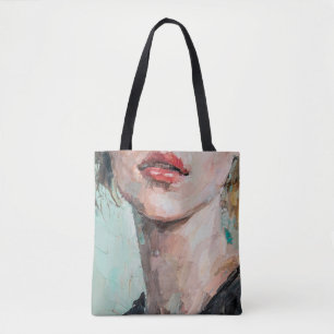 Bolsa Tote Fragmento de pintura artística. Retrato de uma gar