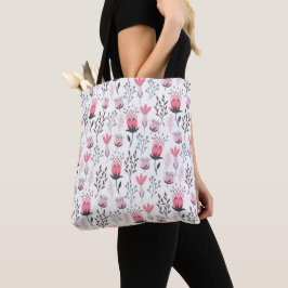 Bolsa Tote Fralda bonito de Monograma Floral Rosa-Vintage