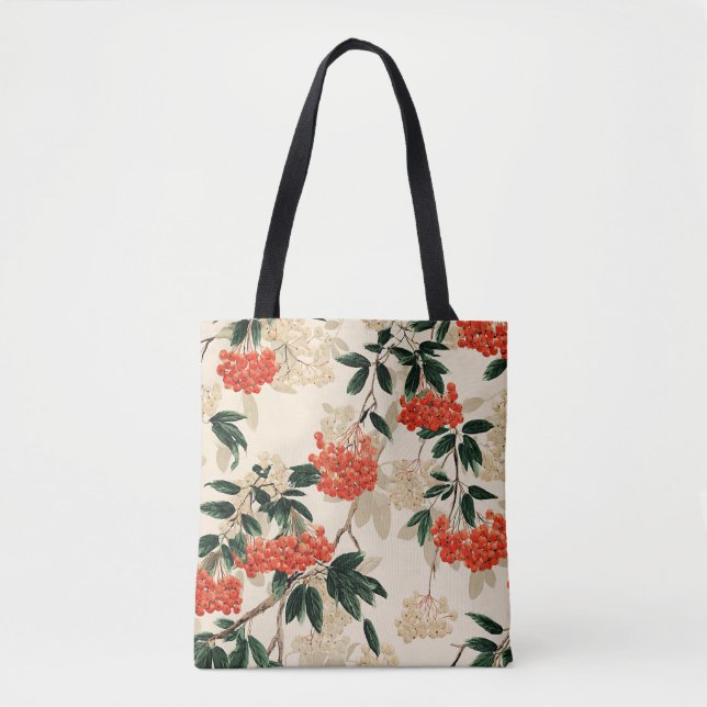 Bolsa Tote Framboesas, vermelhas e brancas, design (Frente)