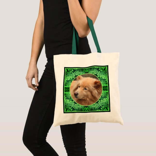 Bolsa Tote Frame Green Ferns Cria sua própria foto do Pet (Frente (produto))