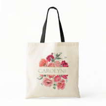 Franceses cor-de-rosa Bridesmaid Monograma Floral