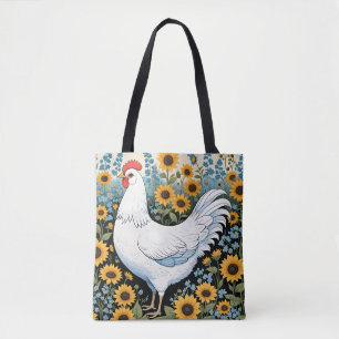 Bolsa Tote Frango Branco e Girassóis