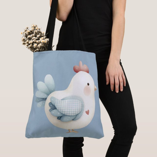 Bolsa Tote Frango Cottagecore Pastel (Close Up)