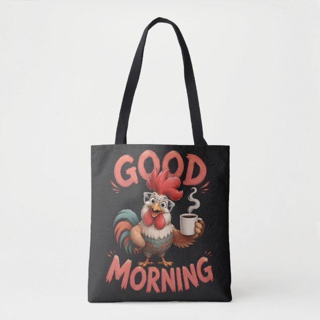 Bolsa Tote Frango de desenho animado fofo com caneca | (Frente)