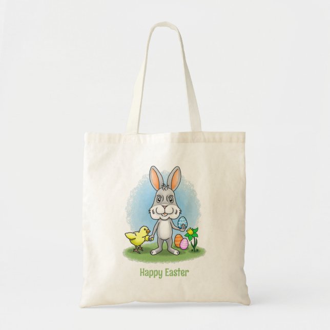 Bolsa Tote Frango e o coelho de Páscoa (Frente)