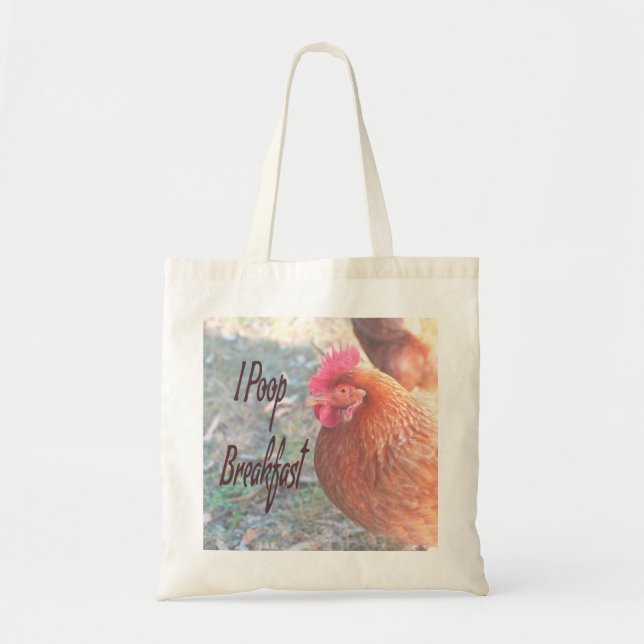 Bolsa Tote Frango Eu faço cocô Café Engraçado Humor (Frente)