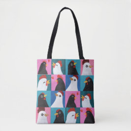 Bolsa Tote Frangos Pintados à Mão