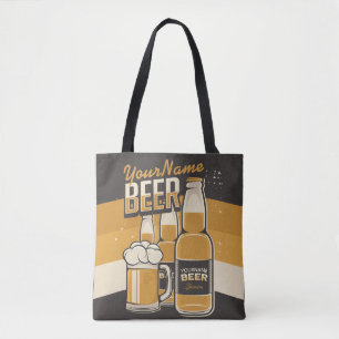 Bolsa Tote Frasco de Cerveja Personalizado Bar Repetitivo