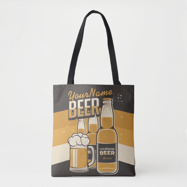 Bolsa Tote Frasco de Cerveja Personalizado Bar Repetitivo (Frente)