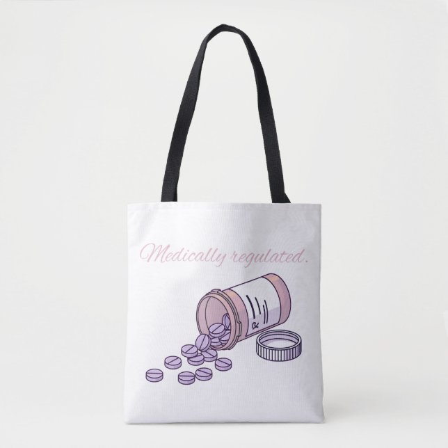 Bolsa Tote Frasco de Comprimidos Rosa Fofo Regulamentado Medi (Frente)
