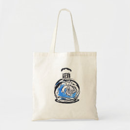 Bolsa Tote Frasco de perfume de ilustração de moda azul
