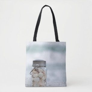 Bolsa Tote Frasco dos Seashells na praia Florida