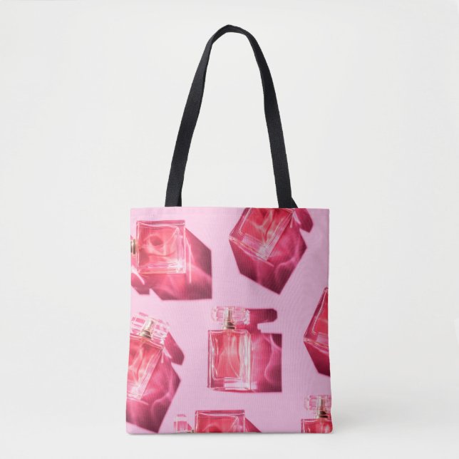 Bolsa Tote Frascos de padrão de perfume feminino (Frente)