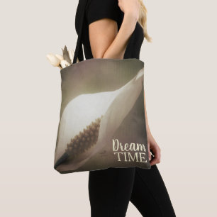 Bolsa Tote Frase do Tempo do Sonho da Peace Lily Flower