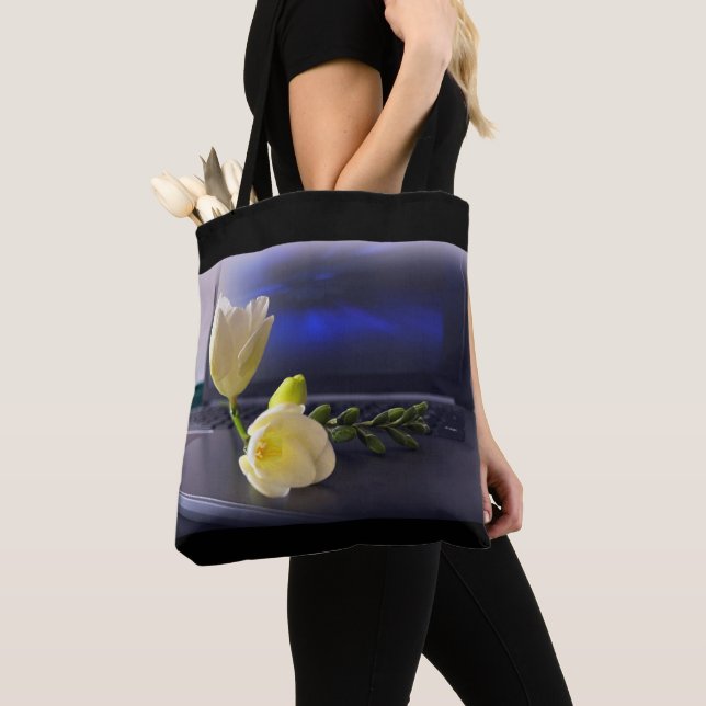 Bolsa Tote Freesia amarela branca (Close Up)