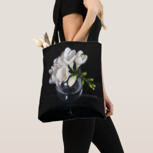 Bolsa Tote freesia branca em um vidro