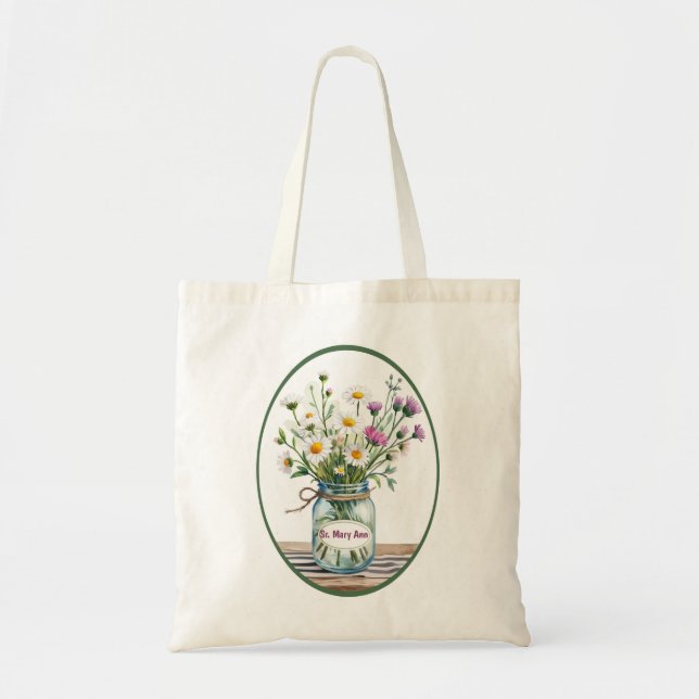 Bolsa Tote freira religiosa Personaliza flores silvestres em  (Frente)