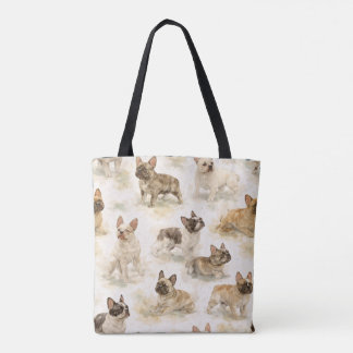 Bolsa Tote French Bulldog dog watercolor 