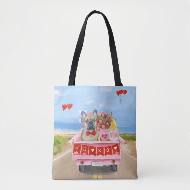 Bolsa Tote French Bulldog Valentine's Day Truck (Frente)