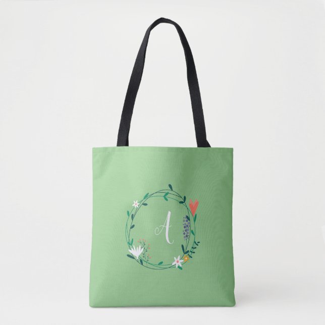 Bolsa Tote Fresca Primavera Floral Garland Personalizada (Frente)