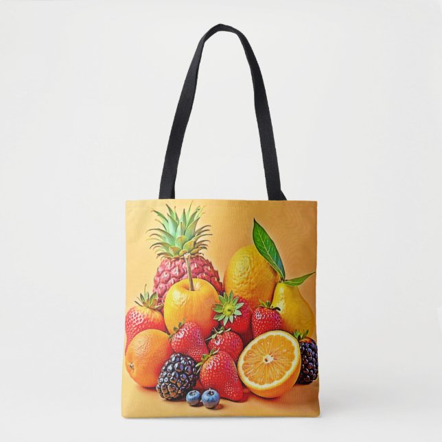 Bolsa Tote Fresh Bounty: Vibrant Fruit Harvest Design  (Frente)
