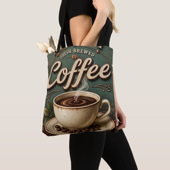 Bolsa Tote Fresh Brewed Coffee Rustic Farmhouse (Close Up)