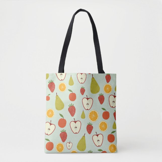 Bolsa Tote Fresh fruits in a seamless repeating pattern (Frente)