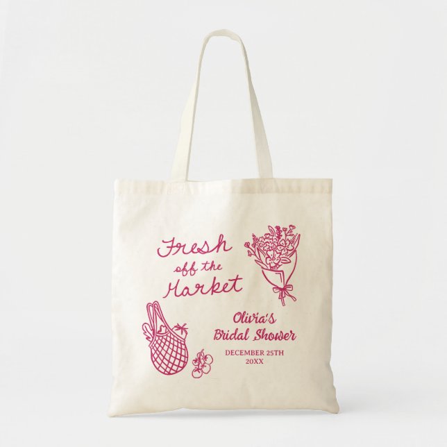 Bolsa Tote Fresh Off The Market Hand Drawn Bridal Shower (Frente)