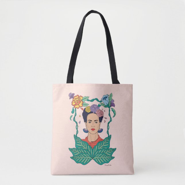 Bolsa Tote Frida Kahlo Floral Frame Graphic (Frente)