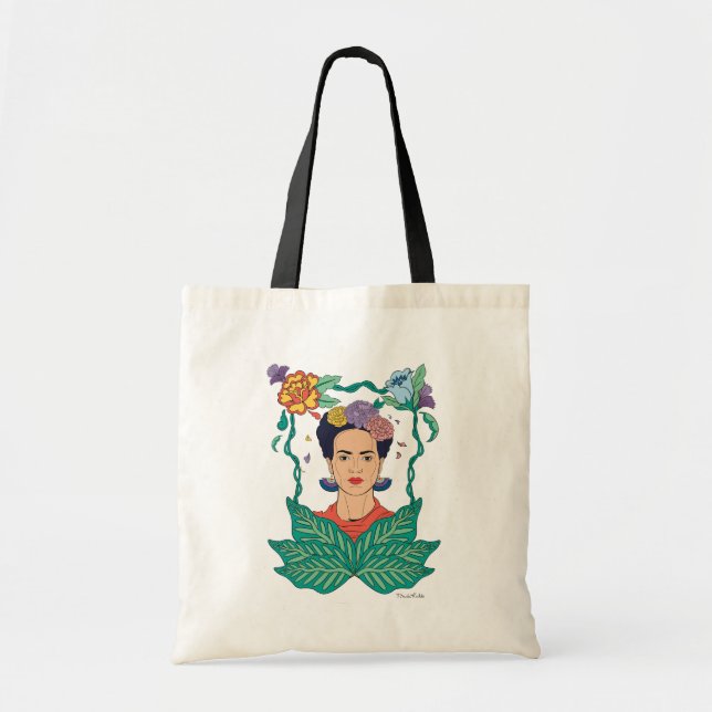 Bolsa Tote Frida Kahlo Floral Frame Graphic (Frente)