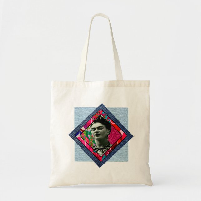 Bolsa Tote Frida Kahlo Retro Pink Denim (Frente)