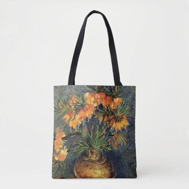 Bolsa Tote Fritillarias em um Vaso de Cobre por Vincent van G (Frente)