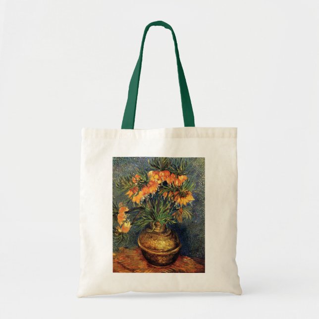 Bolsa Tote Fritillaries em um Vaso de Cobre por Vincent van G (Frente)