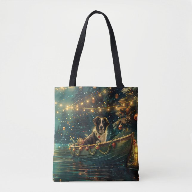 Bolsa Tote Fronteira Collie Natal Voyage Festiva (Frente)