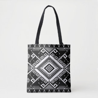 Bolsa Tote Fronteira étnica geométrica indiana, abstrato.