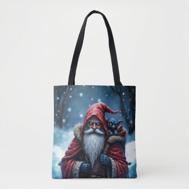 Bolsa Tote Frostbite Santa & His Mischief Elf. (Frente)