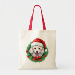 Bolsa Tote Frota de Natal de Poodle Branca