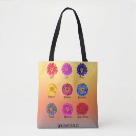 Bolsa Tote Fruitage of the spirit With Zinnias 