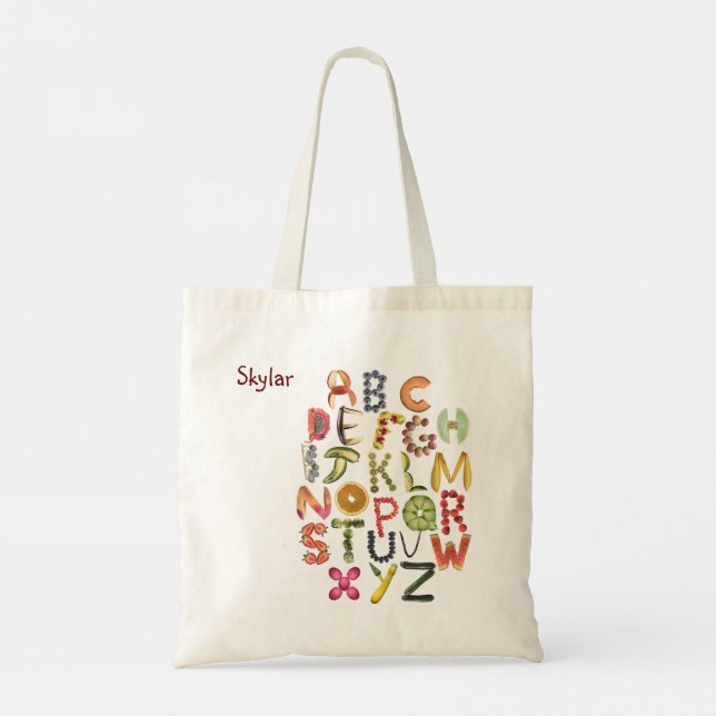 Bolsa Tote Fruits and Veggies Alphabet - Healthy Food  (Verso)
