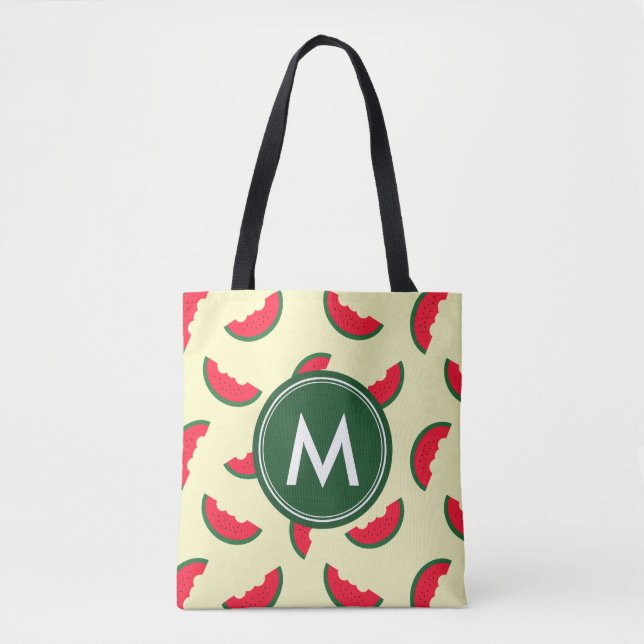 Bolsa Tote Fruity Summer Red Watermelon Monogramas (Frente)