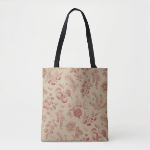 Bolsa Tote Fruta, baga e flores. Padrão sem costura do outono