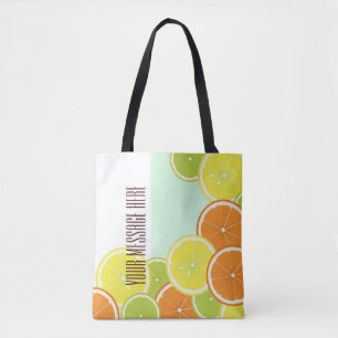 Bolsa Tote Fruta cítrica colorida moderna e elegante personal