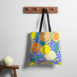 Bolsa Tote Fruta cítrica orgânica moderna e confete geométric