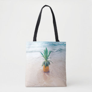 Bolsa Tote Fruta de ananás na praia pela manhã