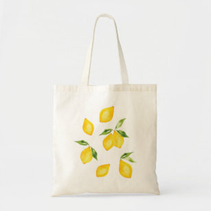 Bolsa Tote Fruta de aquarela de limão amarelo-acastanhado